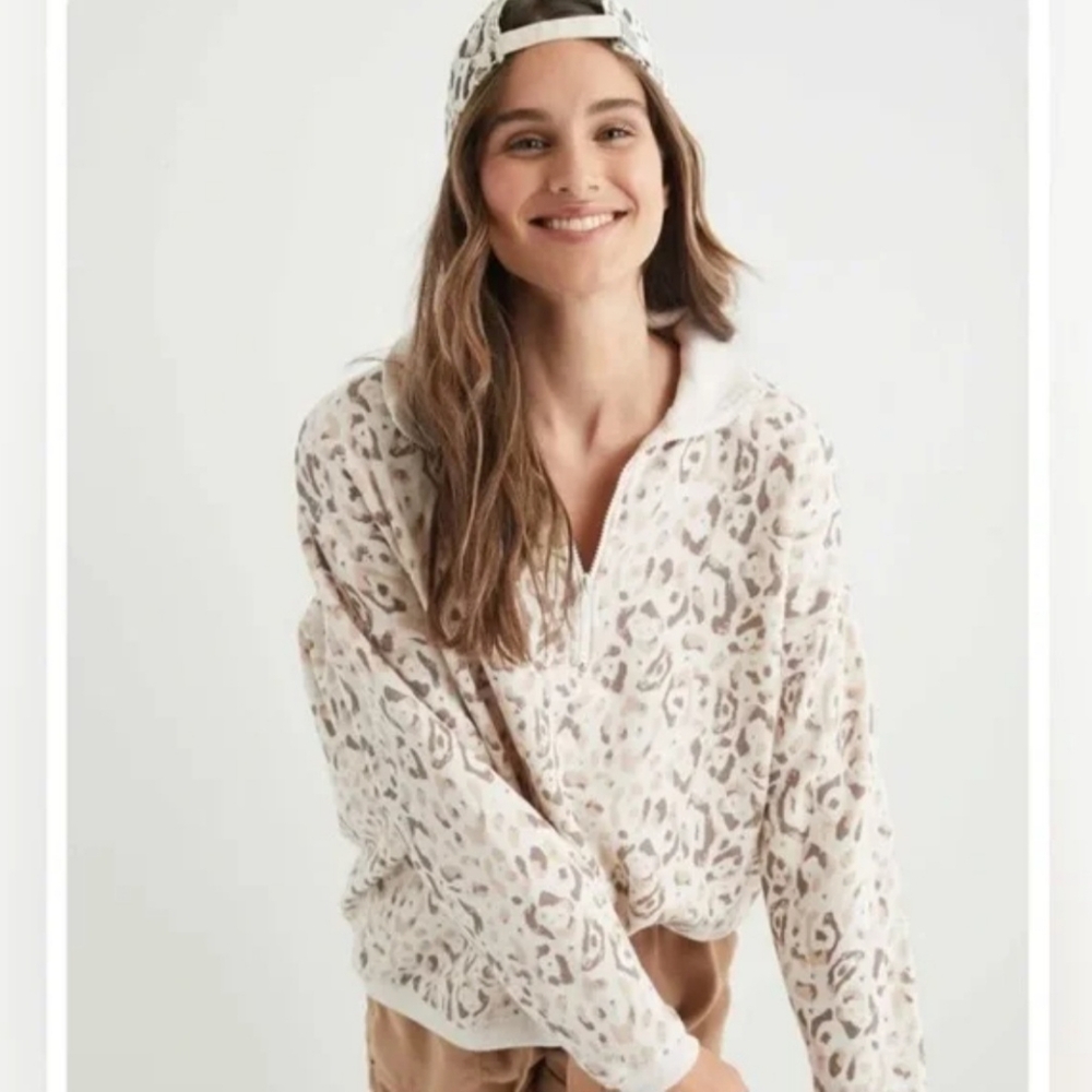 Aerie Good Vibes Oversized Animal Print Sweatshirt